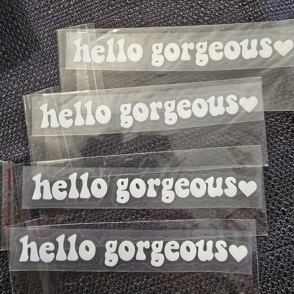 Set Of 4 - White 'Hello Gorgeous' Decals